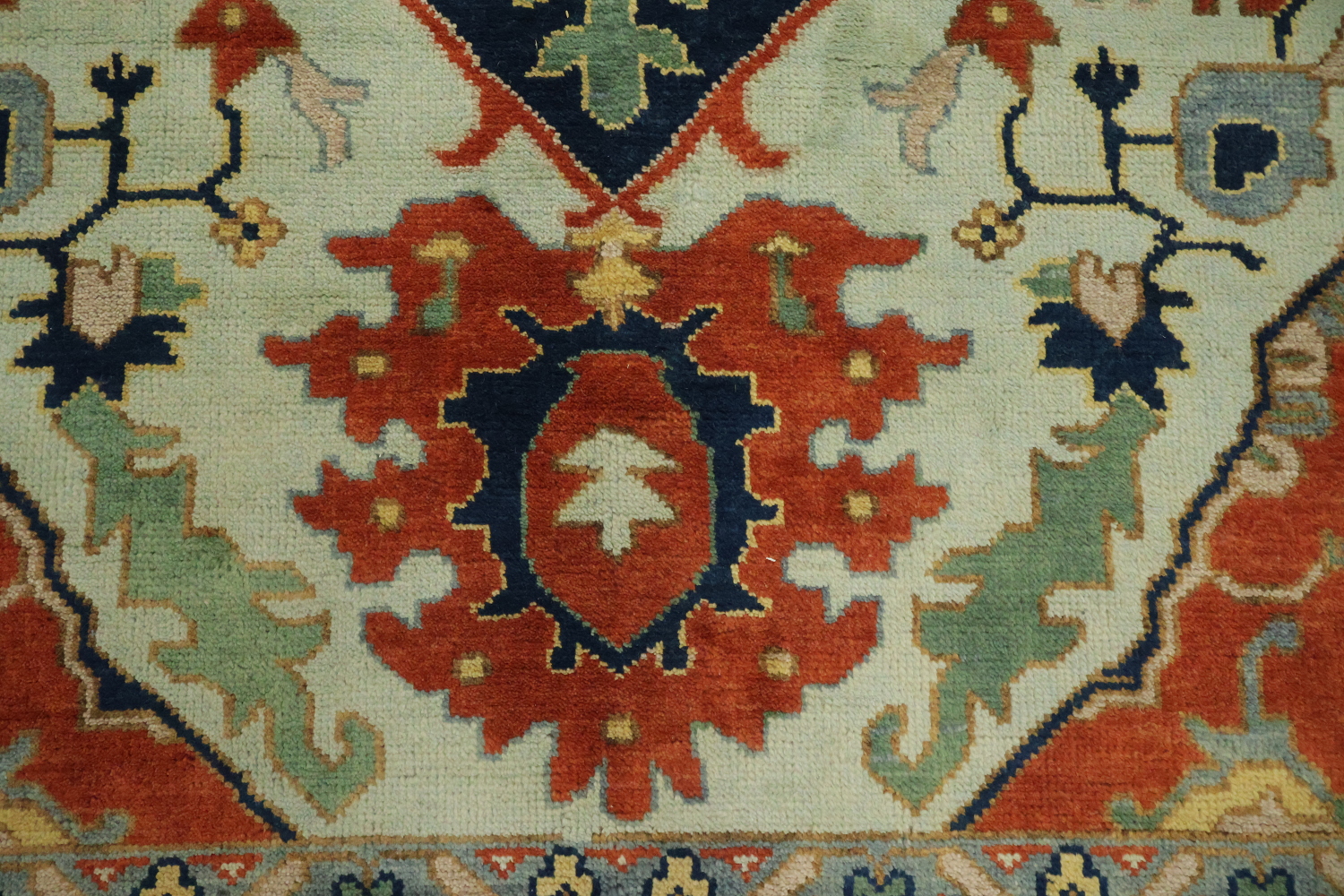 Light Blue and Rust Heriz Serapi Persian Style Large Rug 10'x14'