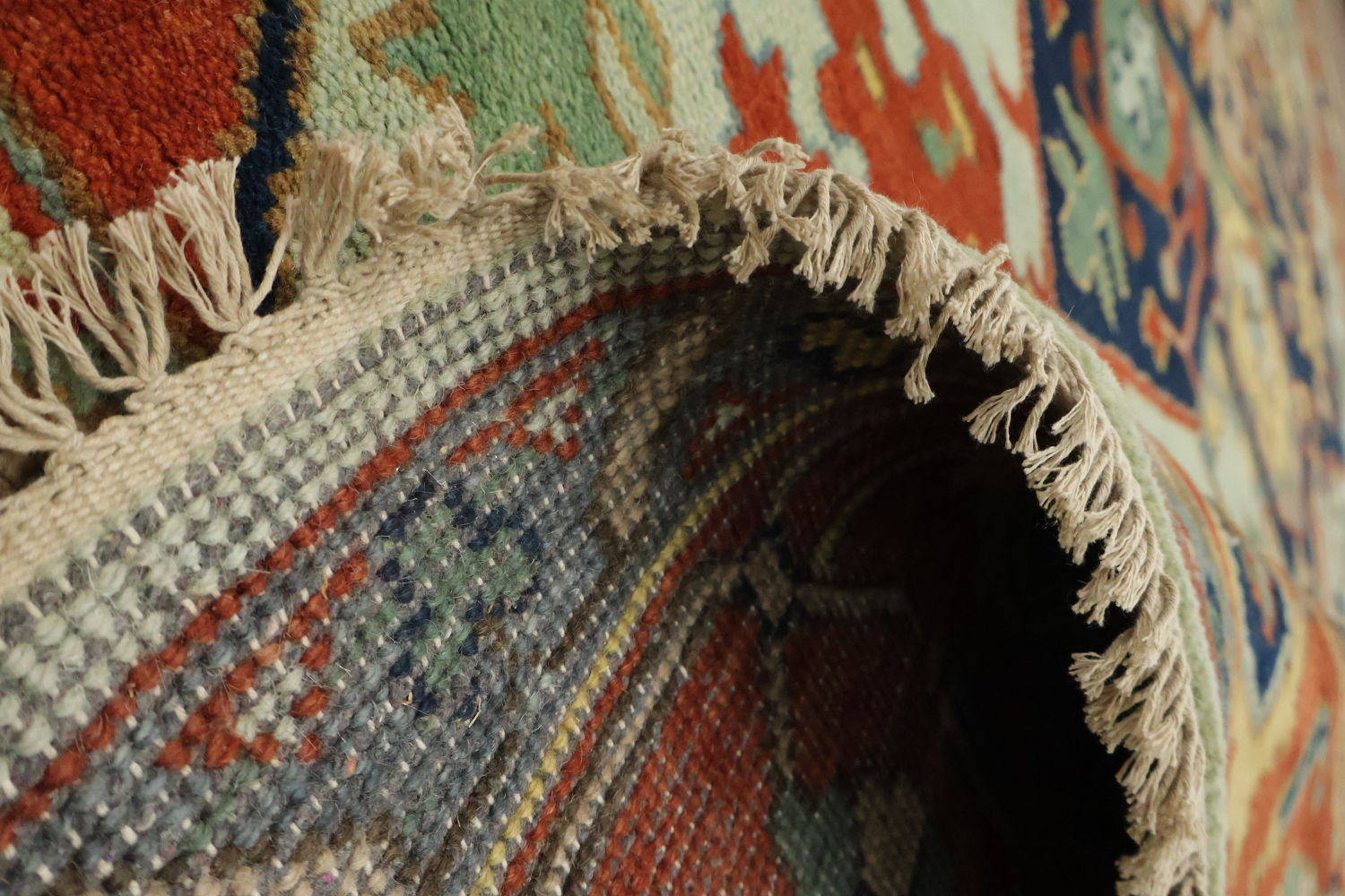 Light Blue and Rust Heriz Serapi Persian Style Large Rug 10'x14'