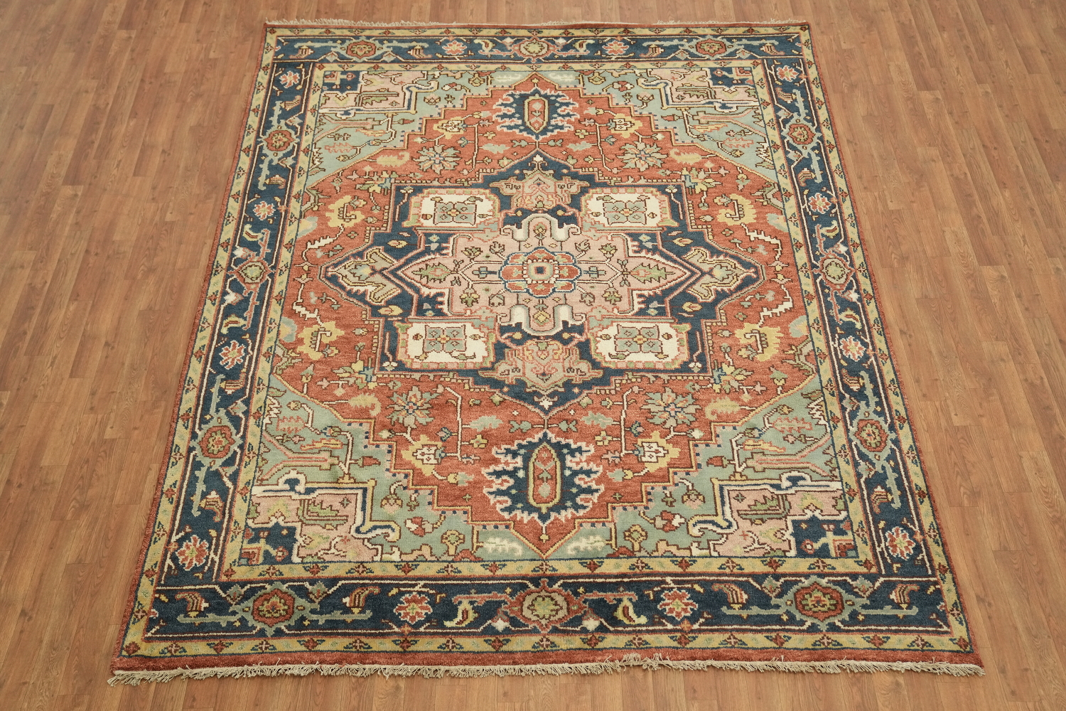 Traditional Geometric Heriz Serapi Style Area Rug, 8' x 10' Hand-Knotted Wool