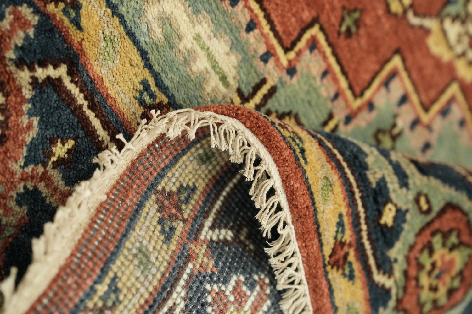 Traditional Geometric Heriz Serapi Style Area Rug, 8' x 10' Hand-Knotted Wool