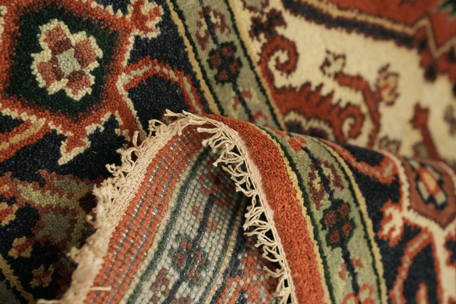Traditional Geometric Heriz Serapi Style Area Rug, 8' x 10' Hand-Knotted Wool