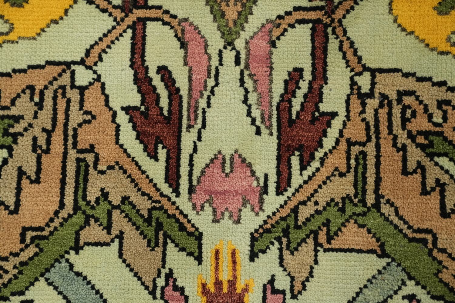 birds and delicate Green Ziegler Hand-Knotted Wool Rug 9x12 ft