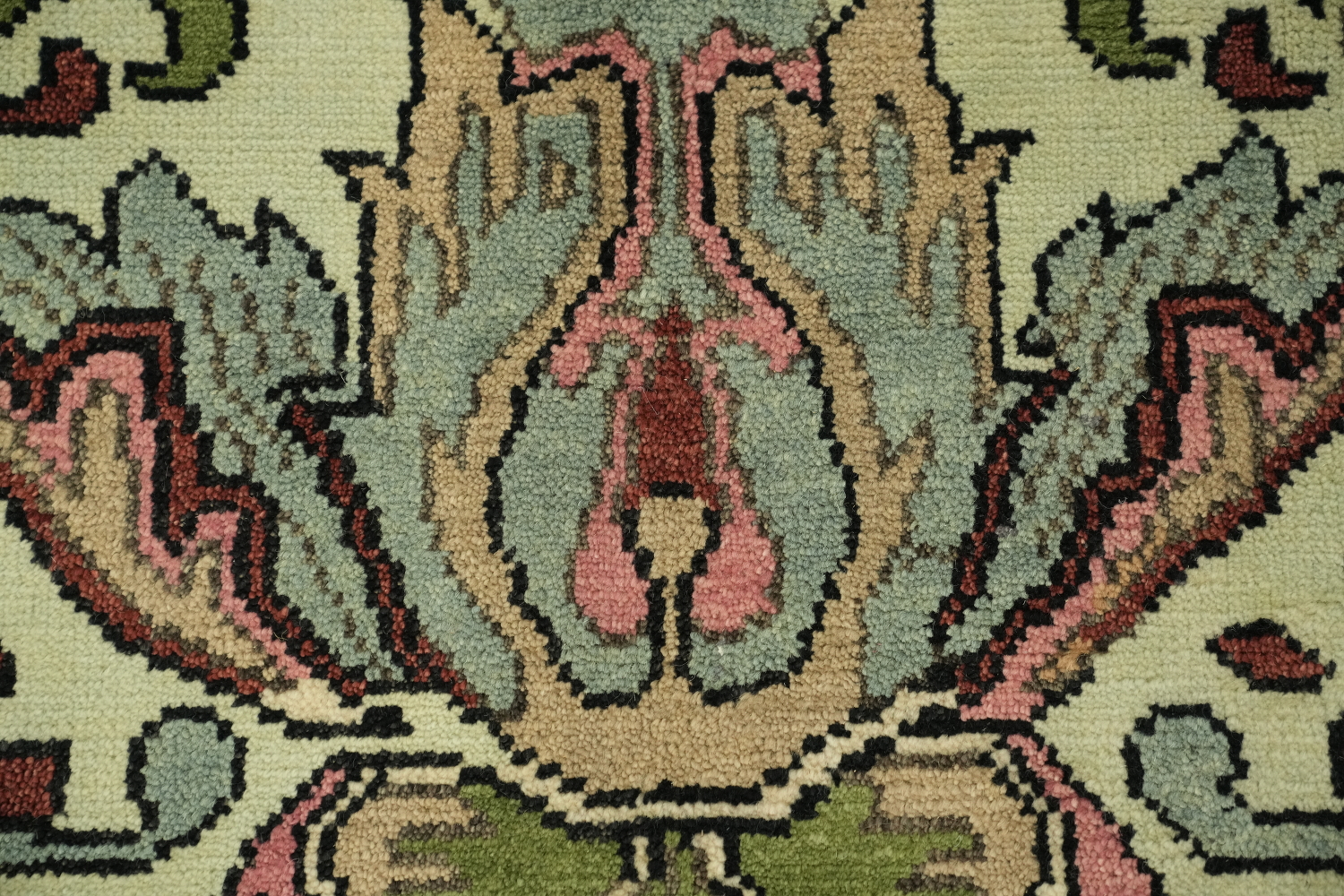 birds and delicate Green Ziegler Hand-Knotted Wool Rug 9x12 ft