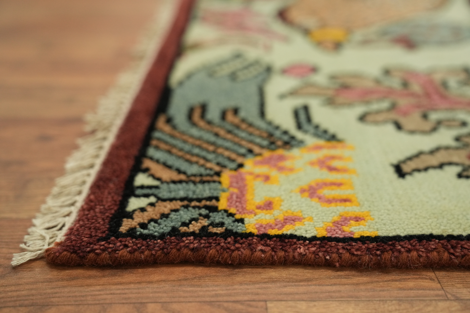 birds and delicate Green Ziegler Hand-Knotted Wool Rug 9x12 ft