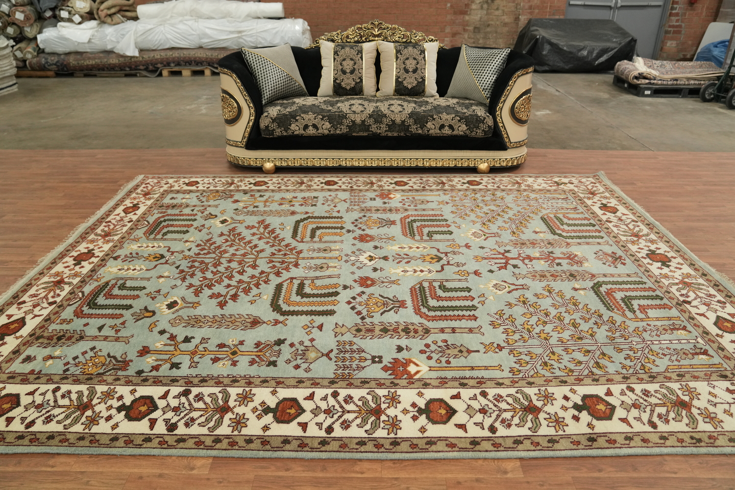 Light Blue 9x12 Ziegler Oriental Area Rug - Hand-Knotted Wool