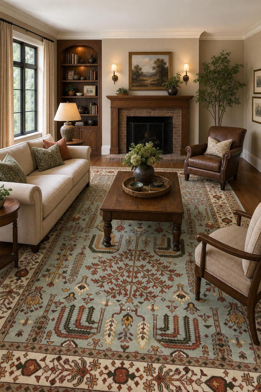 Light Blue 9x12 Ziegler Oriental Area Rug - Hand-Knotted Wool