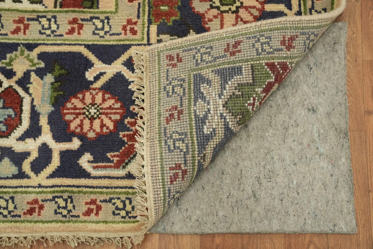 Peach and Navy Blue Heriz Serapi Oriental Area Rug 9x12