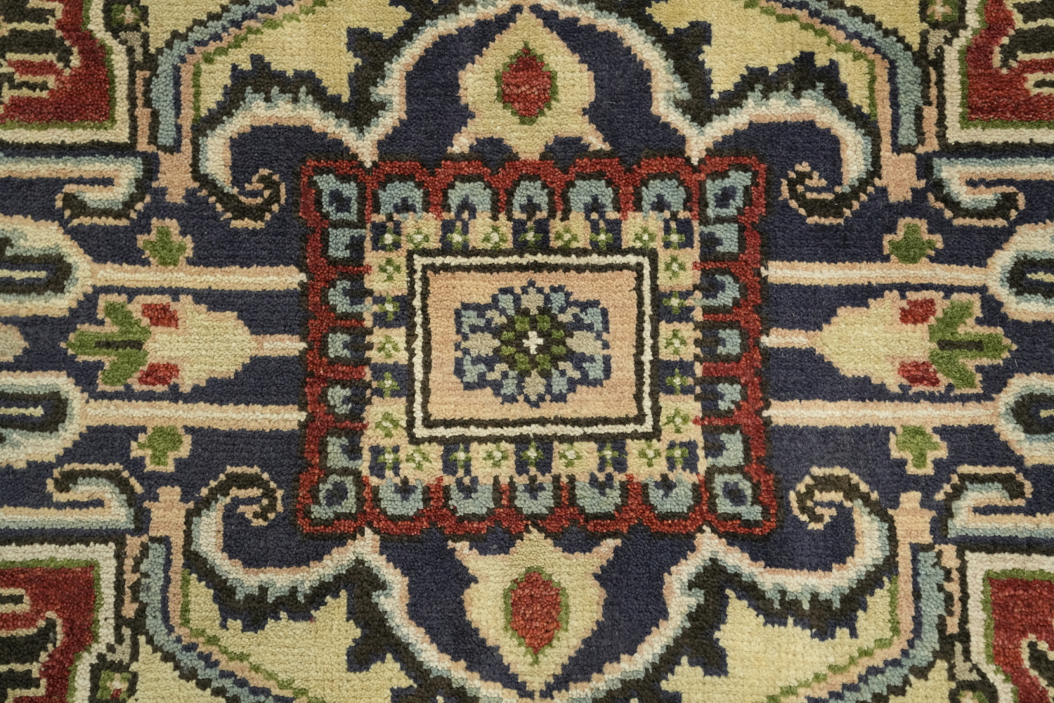 Peach and Navy Blue Heriz Serapi Oriental Area Rug 9x12