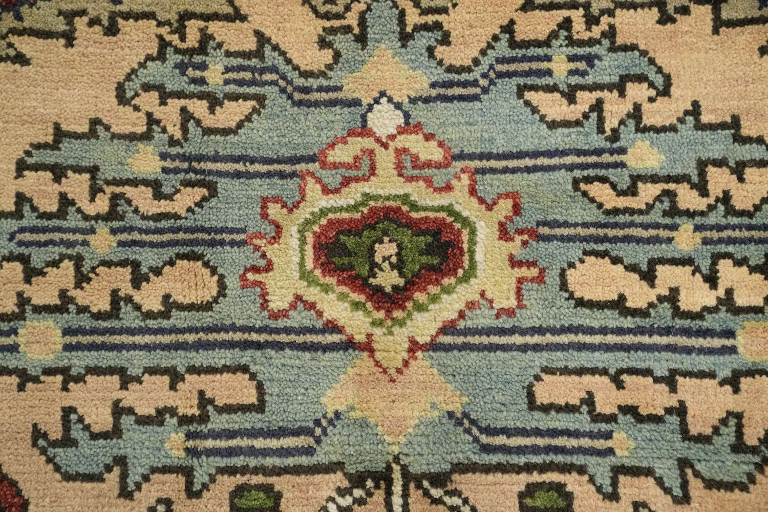 Peach and Navy Blue Heriz Serapi Oriental Area Rug 9x12
