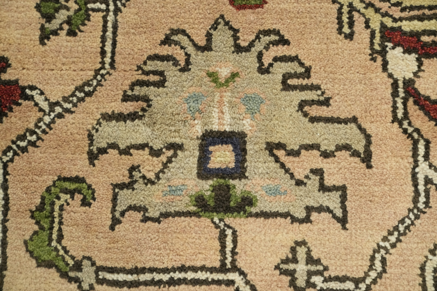 Peach and Navy Blue Heriz Serapi Oriental Area Rug 9x12