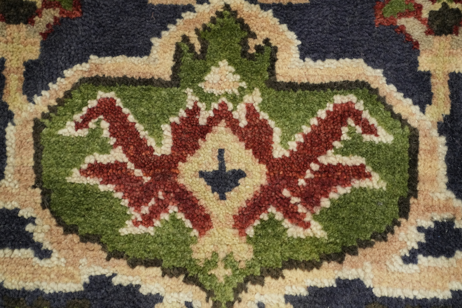 Peach and Navy Blue Heriz Serapi Oriental Area Rug 9x12