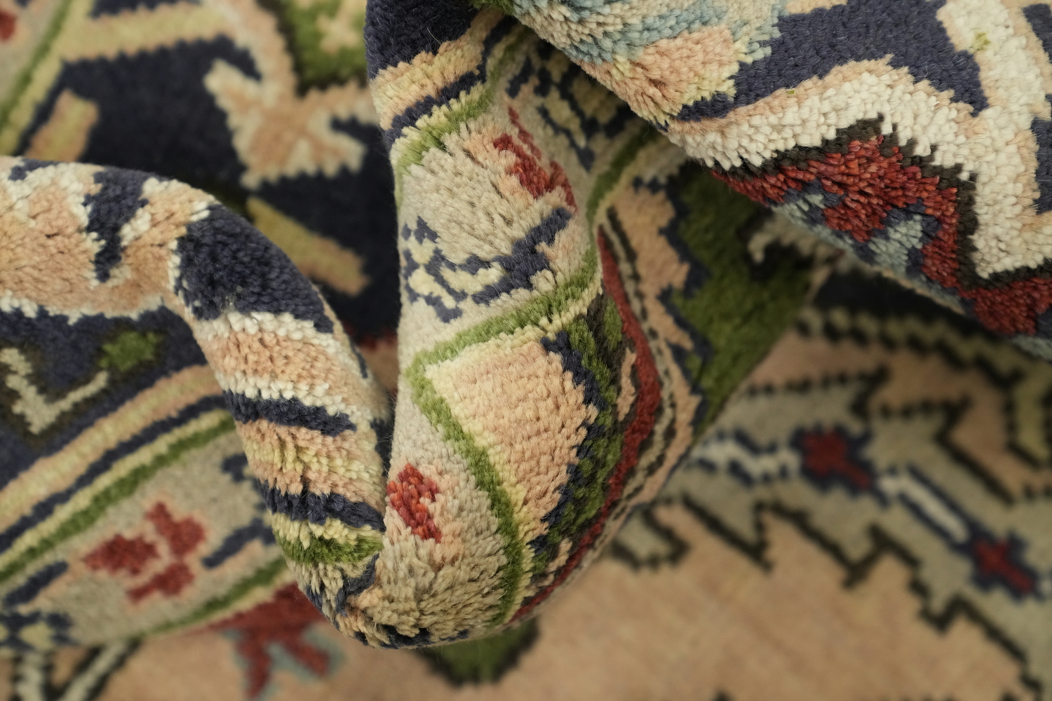 Peach and Navy Blue Heriz Serapi Oriental Area Rug 9x12
