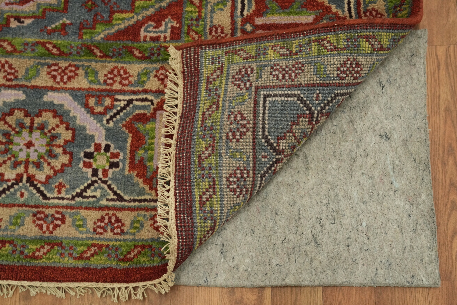 Red and Green Geometric Tribal Hand-Knotted Viss Wool Rug  9x12