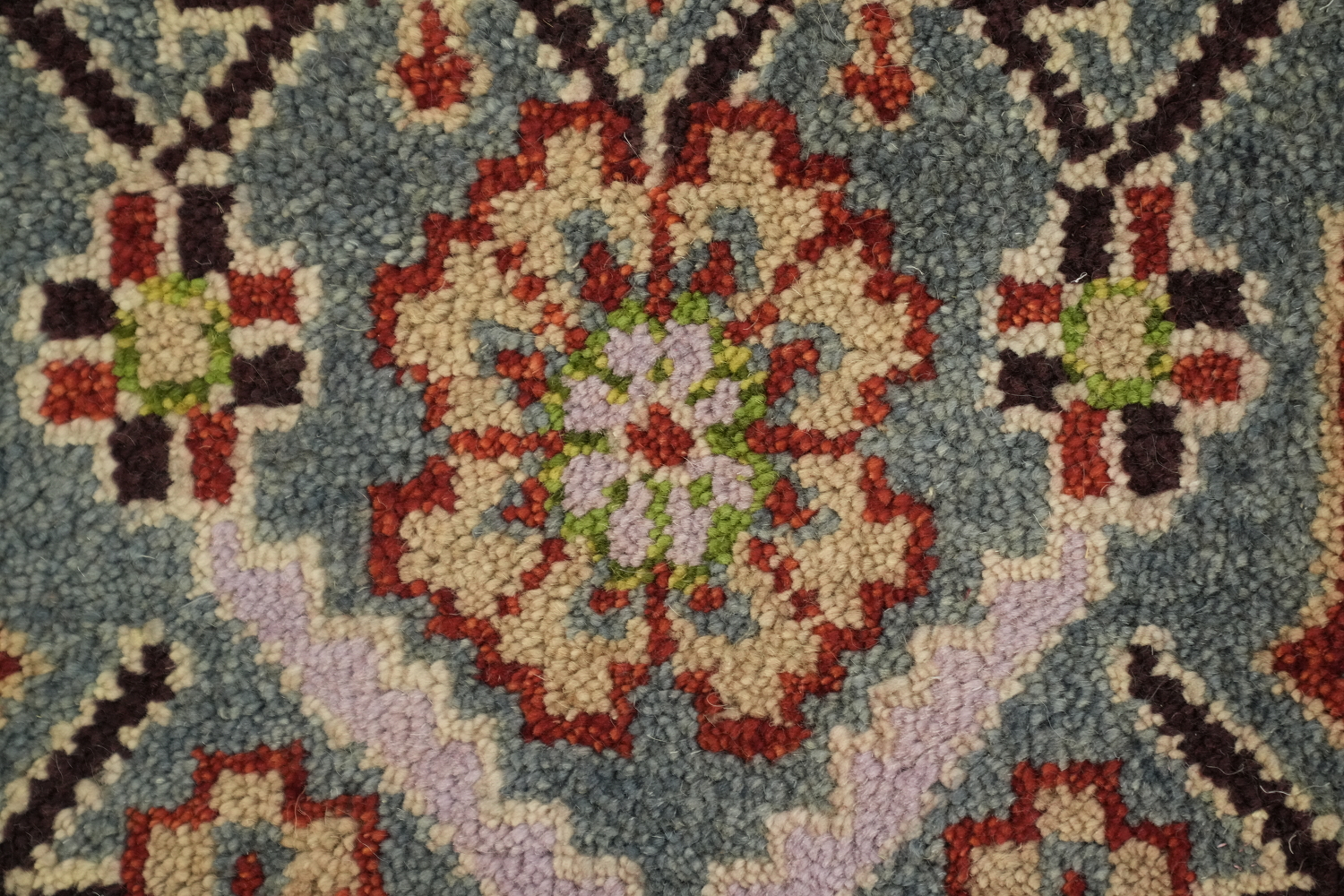 Red and Green Geometric Tribal Hand-Knotted Viss Wool Rug  9x12