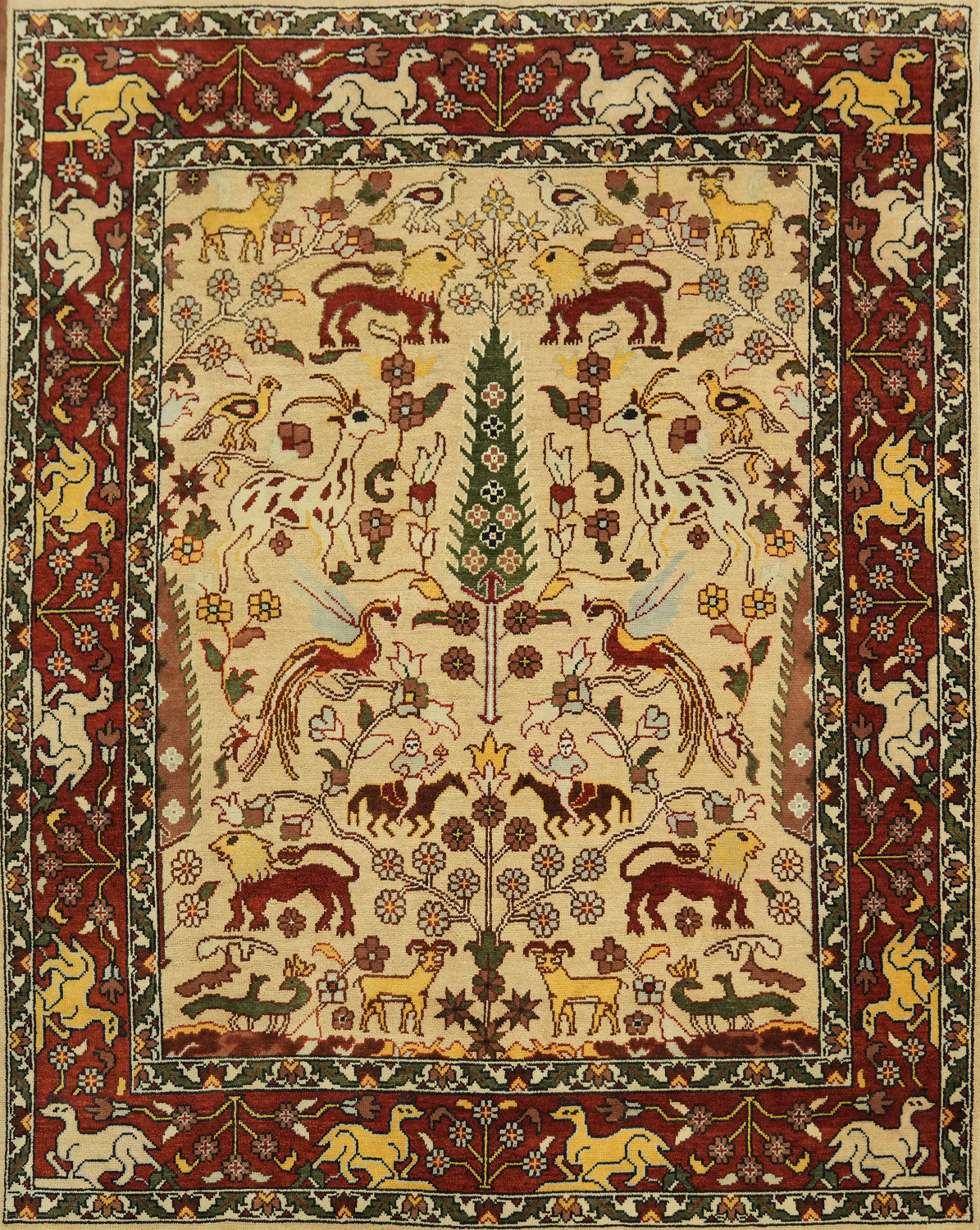 8'x10' Hunting Animal Pictorial Ziegler Oriental Rug | Hand-Knotted Wool