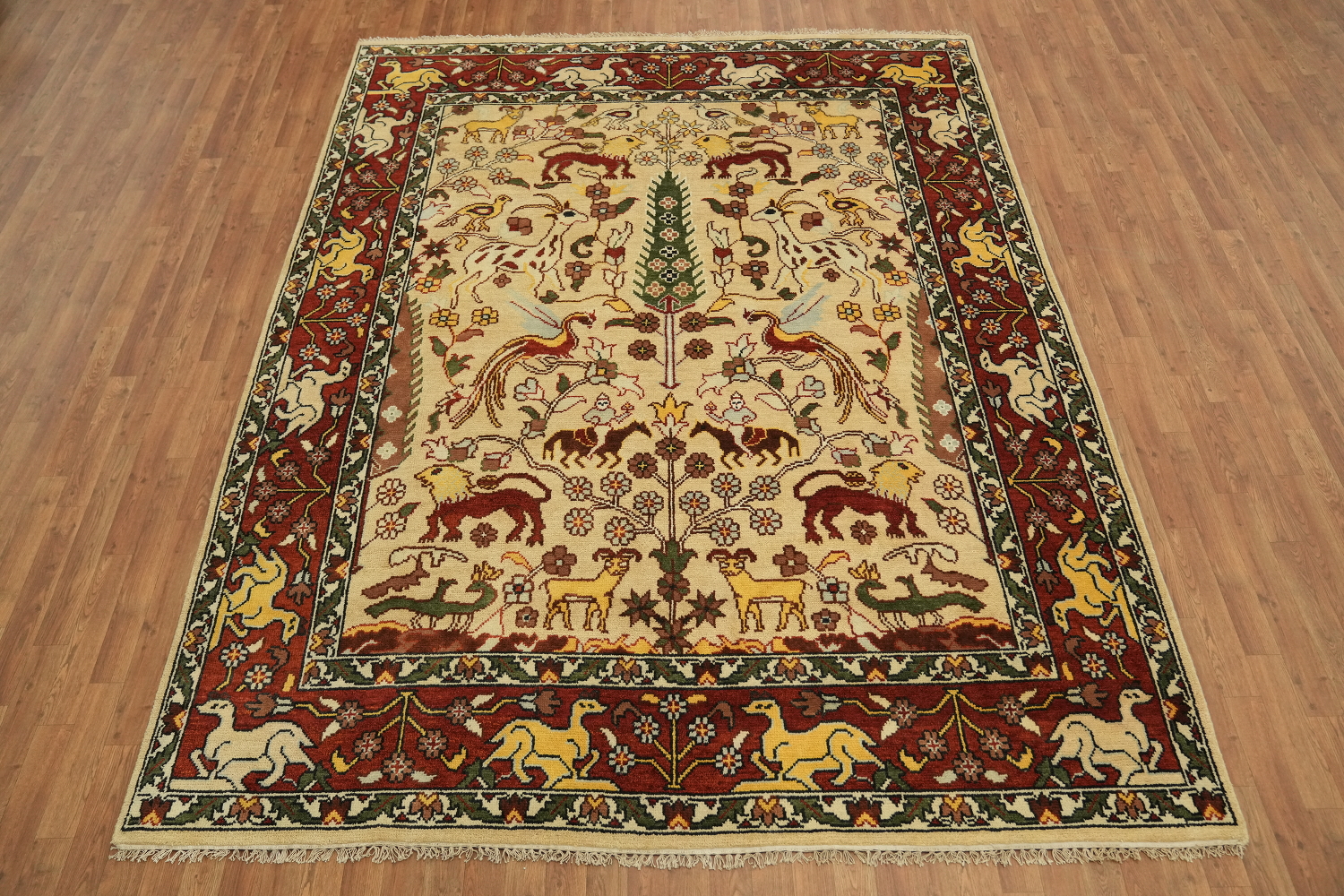 8'x10' Hunting Animal Pictorial Ziegler Oriental Rug | Hand-Knotted Wool