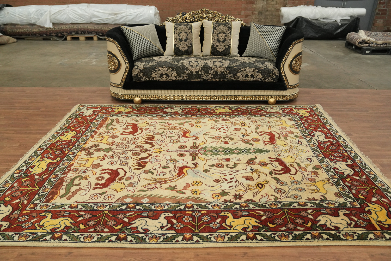 8'x10' Hunting Animal Pictorial Ziegler Oriental Rug | Hand-Knotted Wool