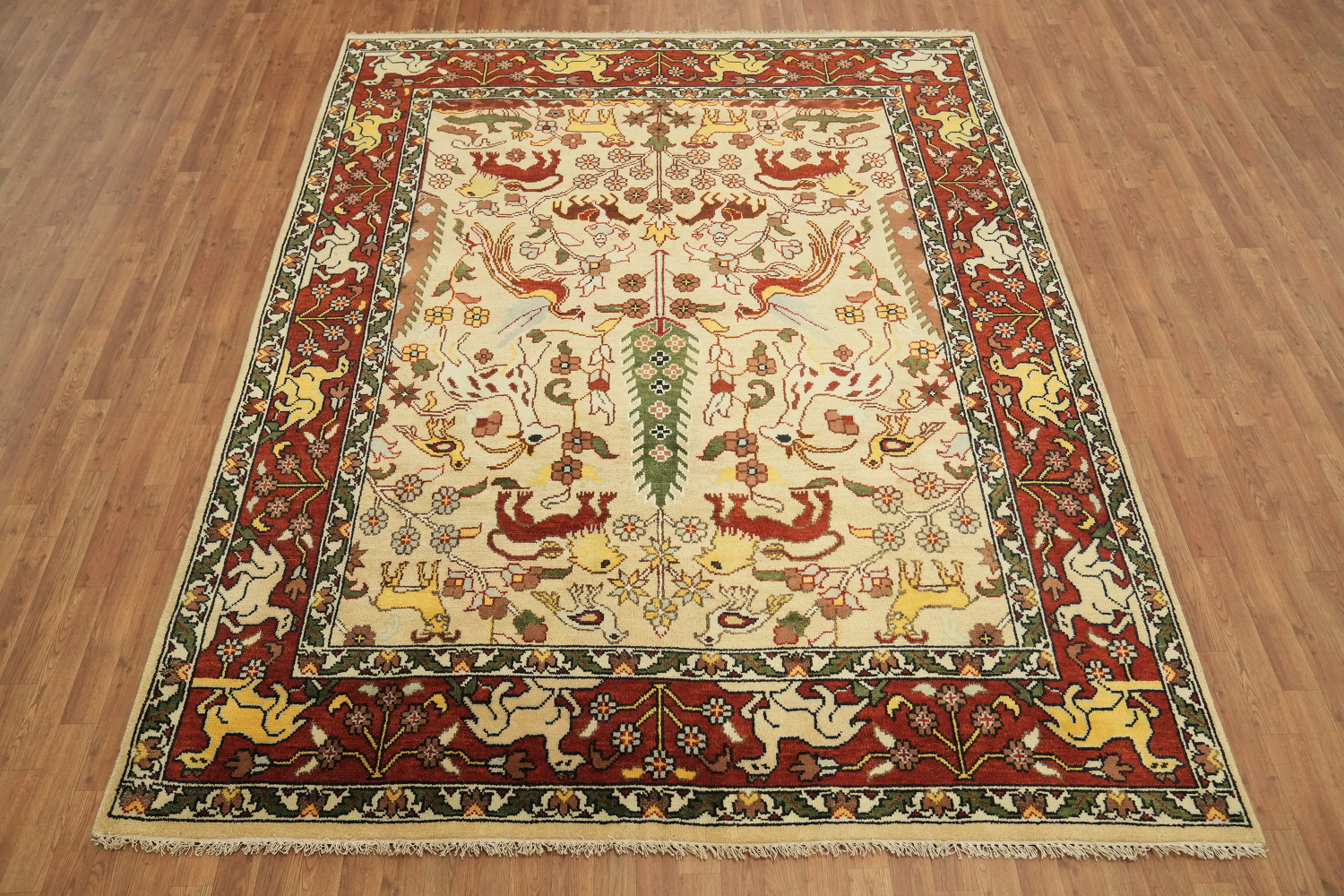 8'x10' Hunting Animal Pictorial Ziegler Oriental Rug | Hand-Knotted Wool