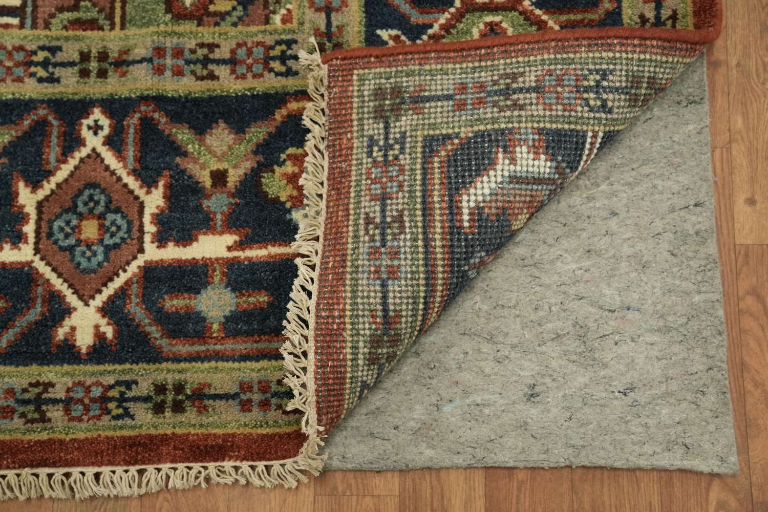 Heriz Serapi Rust and Navy Blue Area Rug 9x12