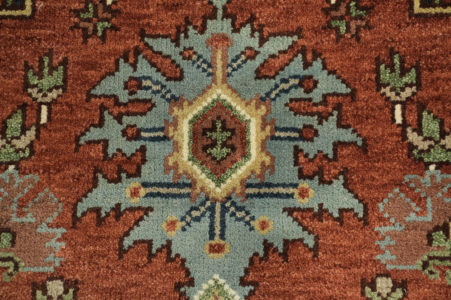 Heriz Serapi Rust and Navy Blue Area Rug 9x12
