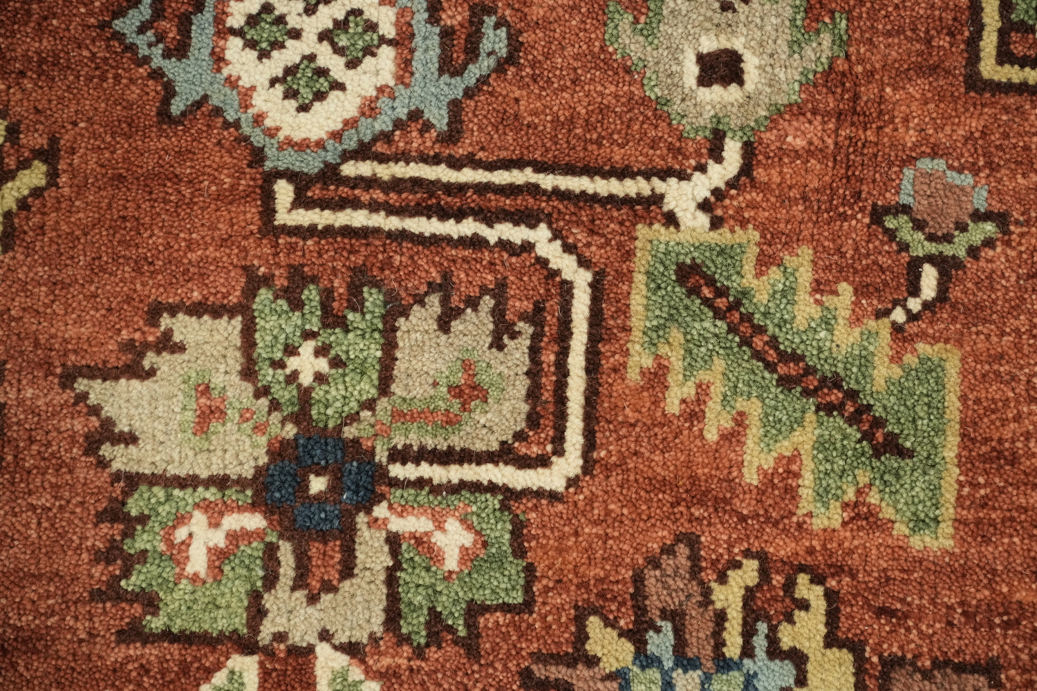 Heriz Serapi Rust and Navy Blue Area Rug 9x12