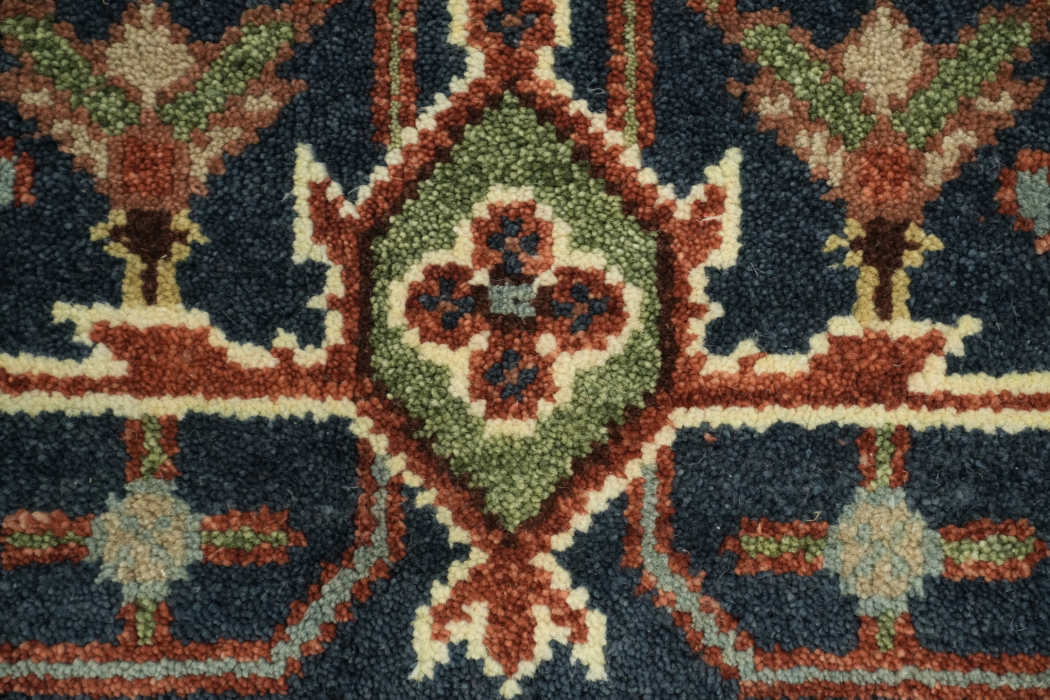 Heriz Serapi Rust and Navy Blue Area Rug 9x12