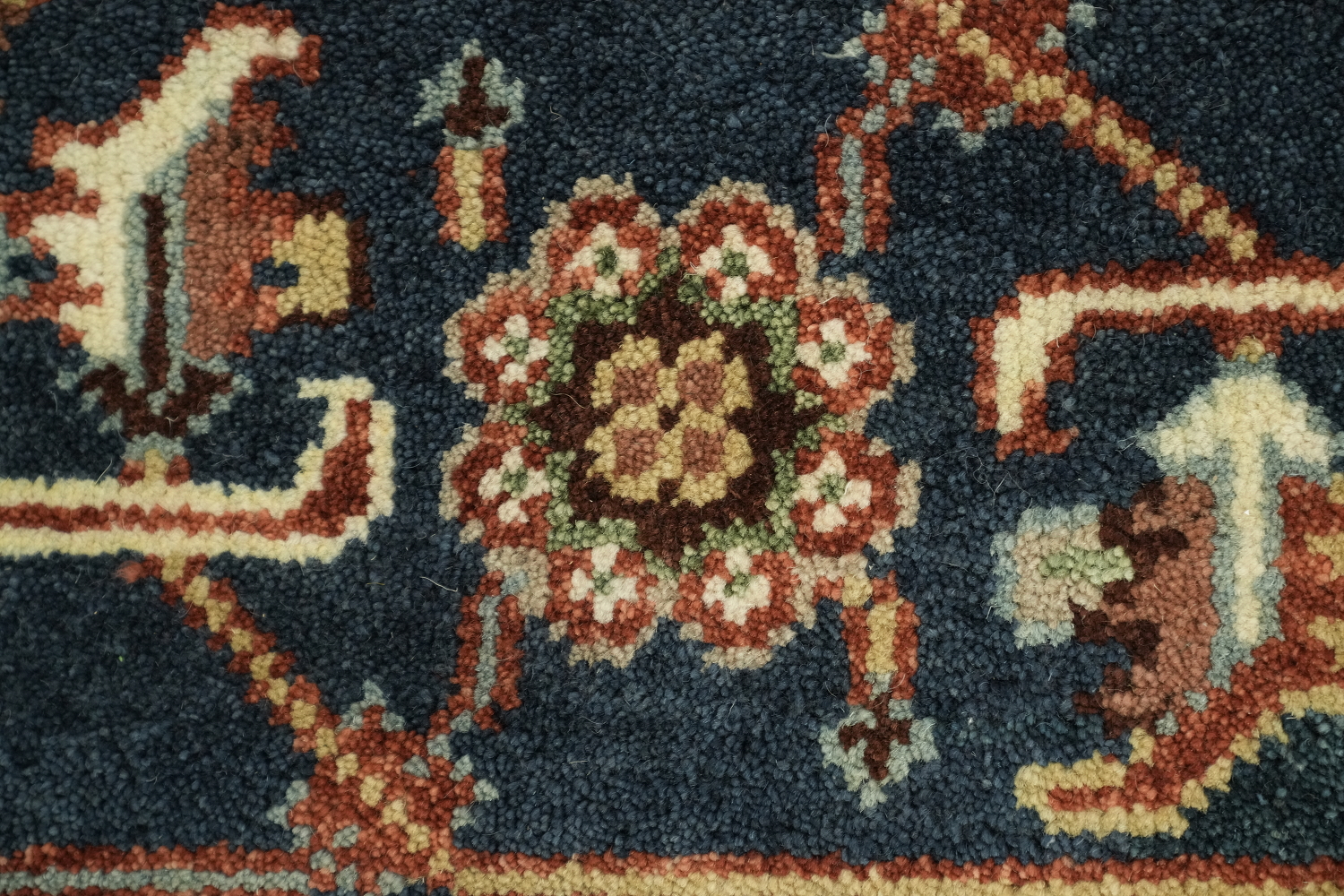 Heriz Serapi Rust and Navy Blue Area Rug 9x12