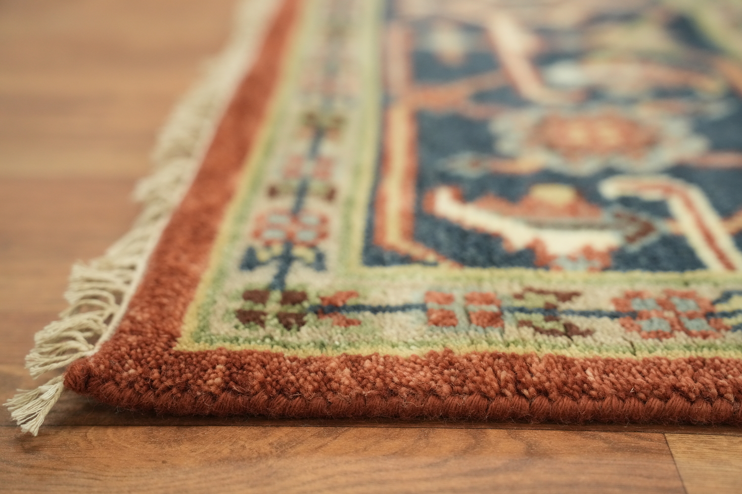 Heriz Serapi Rust and Navy Blue Area Rug 9x12