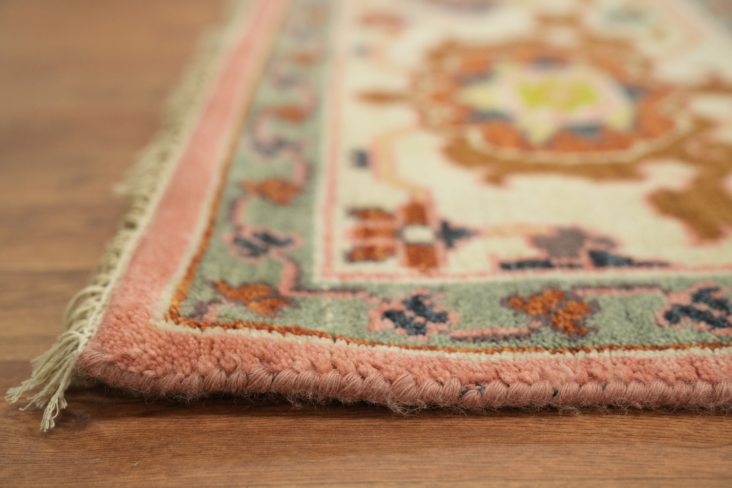 9x9 Ziegler Oriental Area Rug - Pink/Neutral Square Hand-Knotted Wool Rug