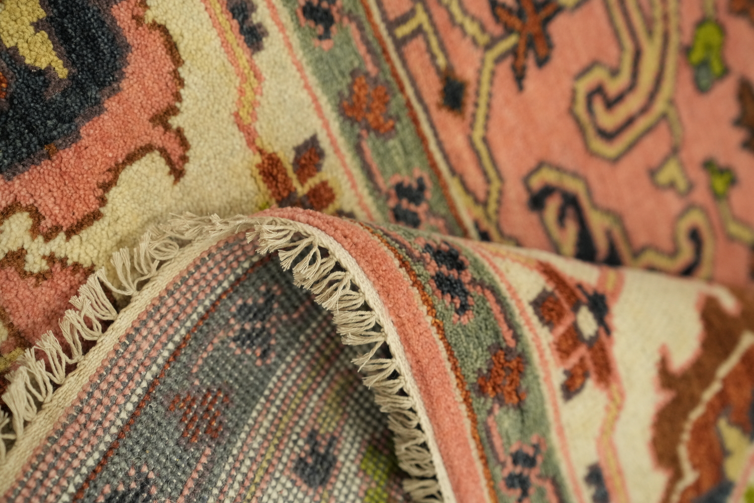 9x9 Ziegler Oriental Area Rug - Pink/Neutral Square Hand-Knotted Wool Rug