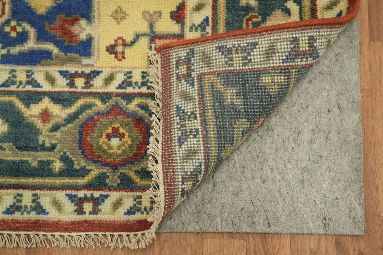 Geometric Red and Blue Heriz Serapi Wool Living Room Rug 9' x 12'
