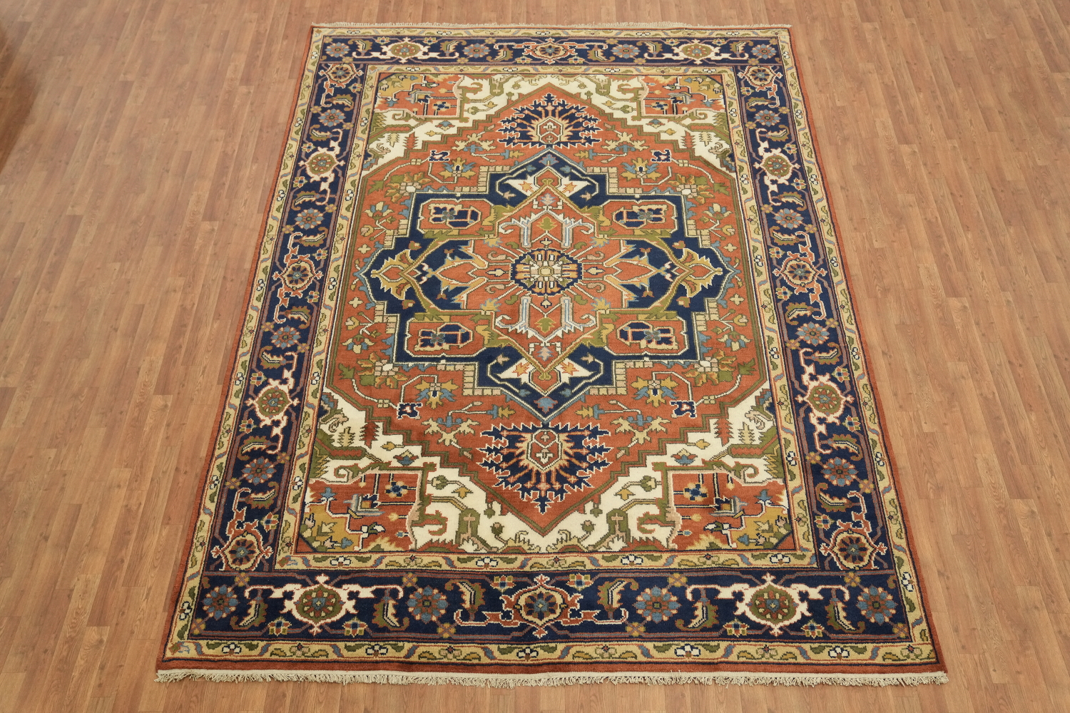 Rust and Navy Traditional Heriz Serapi Oriental Area Rug 9x12