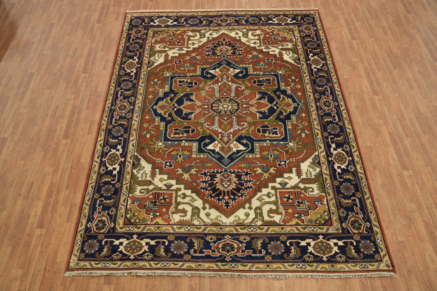 Rust and Navy Traditional Heriz Serapi Oriental Area Rug 9x12