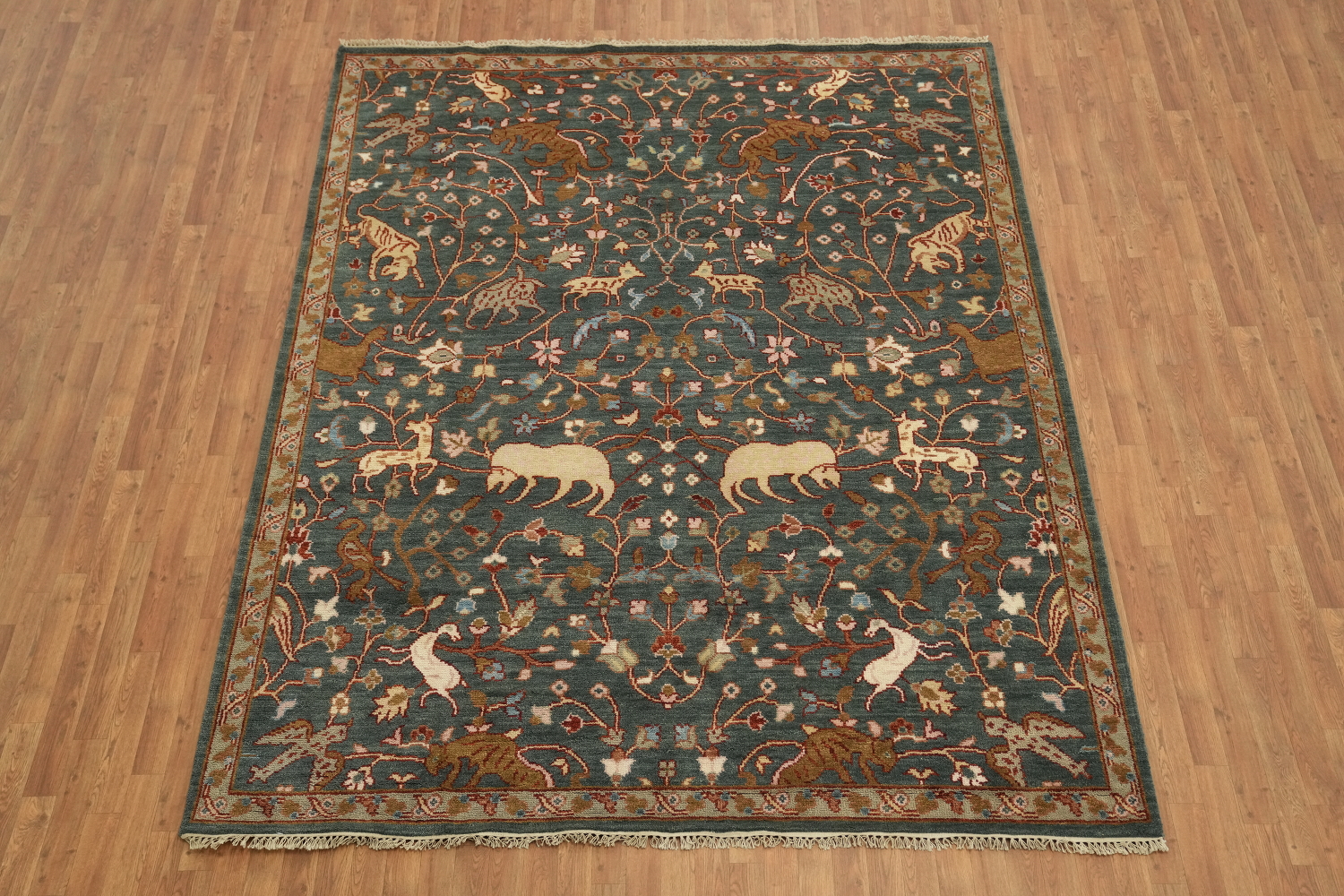8'x10' Hunting Animal Pictorial Ziegler Oriental Rug | Hand-Knotted Wool