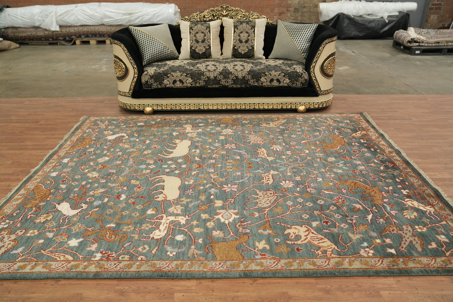 8'x10' Hunting Animal Pictorial Ziegler Oriental Rug | Hand-Knotted Wool