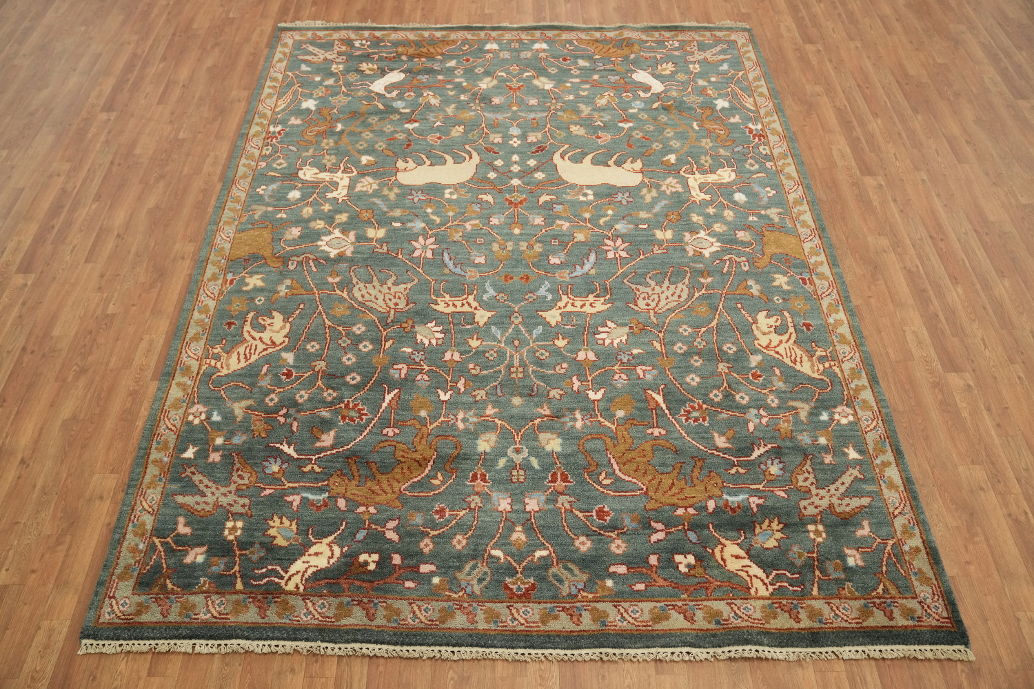 8'x10' Hunting Animal Pictorial Ziegler Oriental Rug | Hand-Knotted Wool