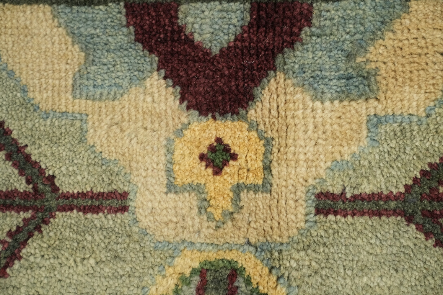 Geometric Blue and Orange Hand-Knotted Wool Rug 8' x 10'