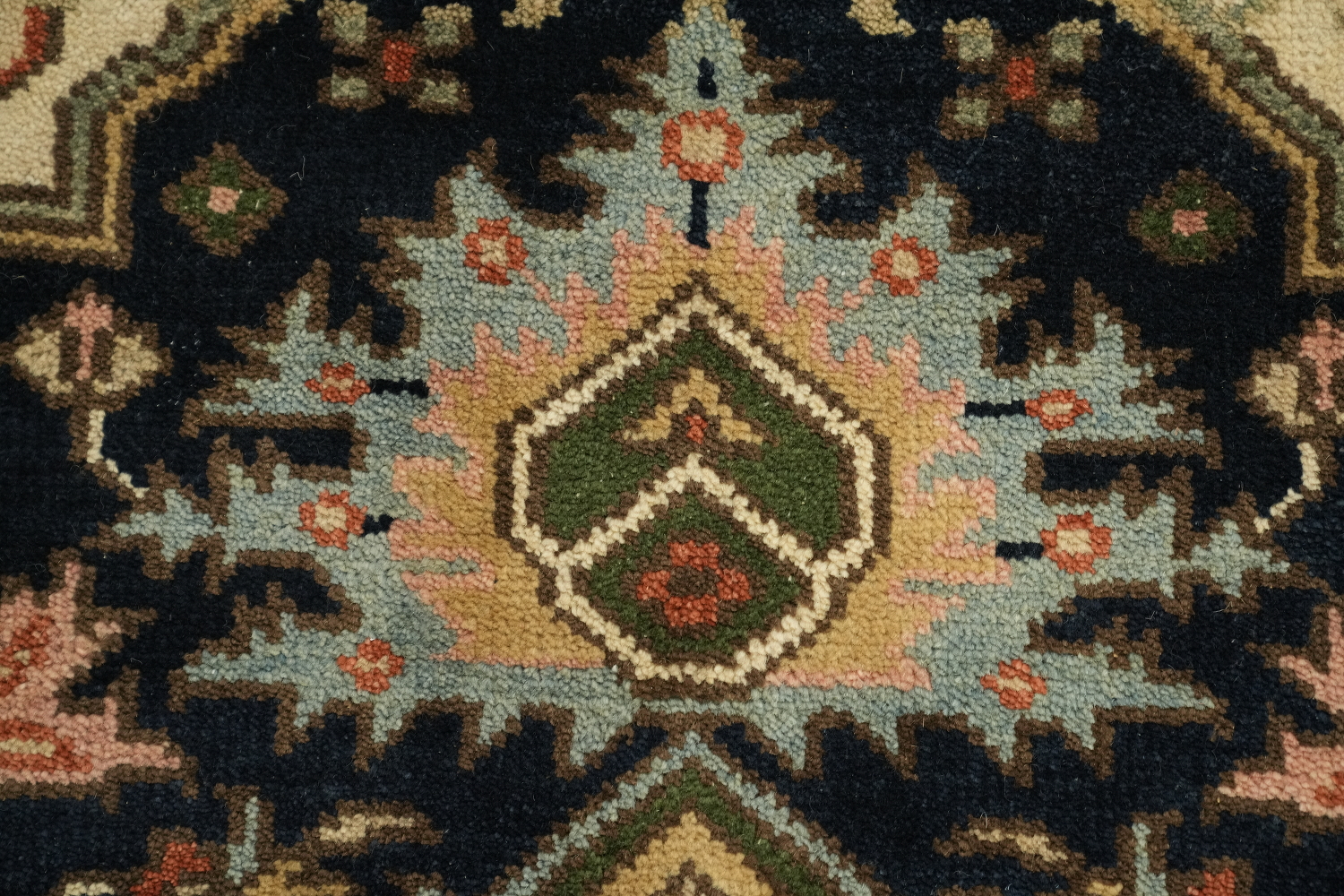 Navy Blue Heriz Serapi Persian-Style Rug - 8x10 Hand-Knotted Wool