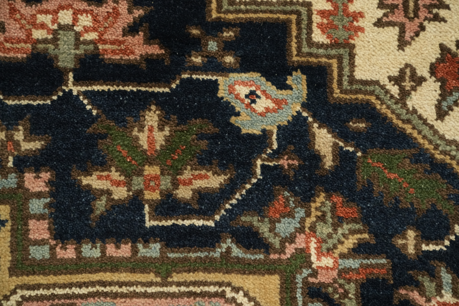 Navy Blue Heriz Serapi Persian-Style Rug - 8x10 Hand-Knotted Wool
