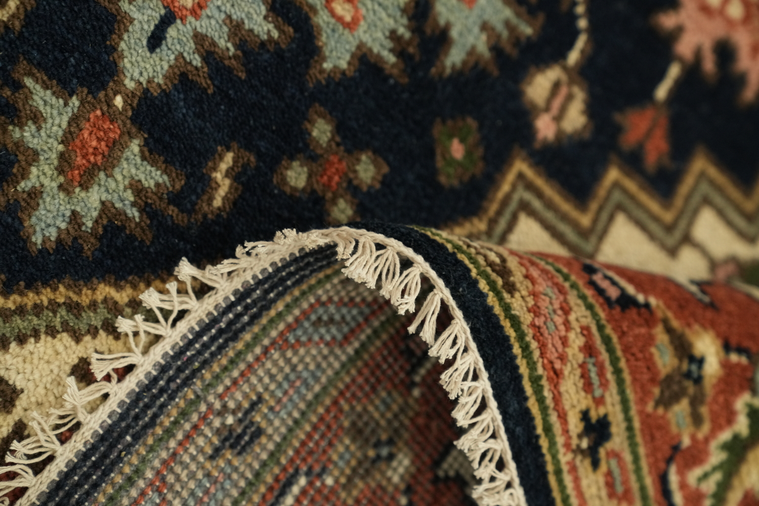 Navy Blue Heriz Serapi Persian-Style Rug - 8x10 Hand-Knotted Wool