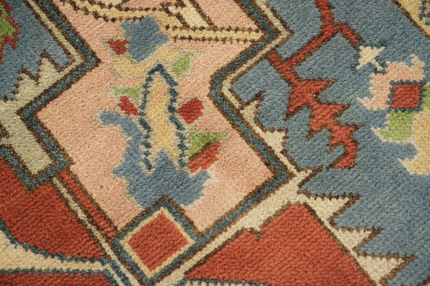 Rust and Blue Heriz Serapi Persian-Style Rug - 8x10 Hand-Knotted Wool
