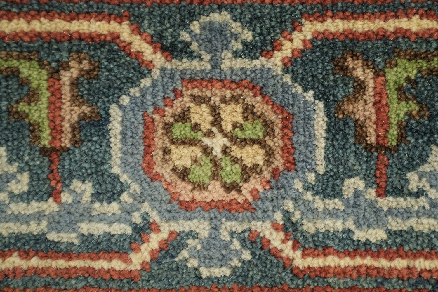 Rust and Blue Heriz Serapi Persian-Style Rug - 8x10 Hand-Knotted Wool