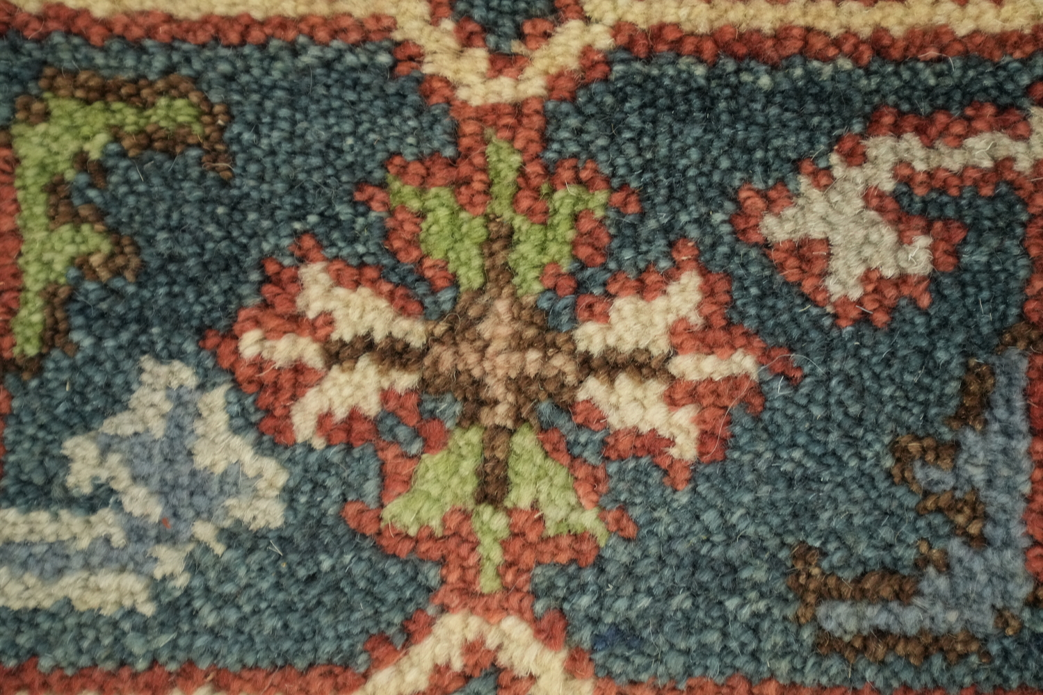 Rust and Blue Heriz Serapi Persian-Style Rug - 8x10 Hand-Knotted Wool