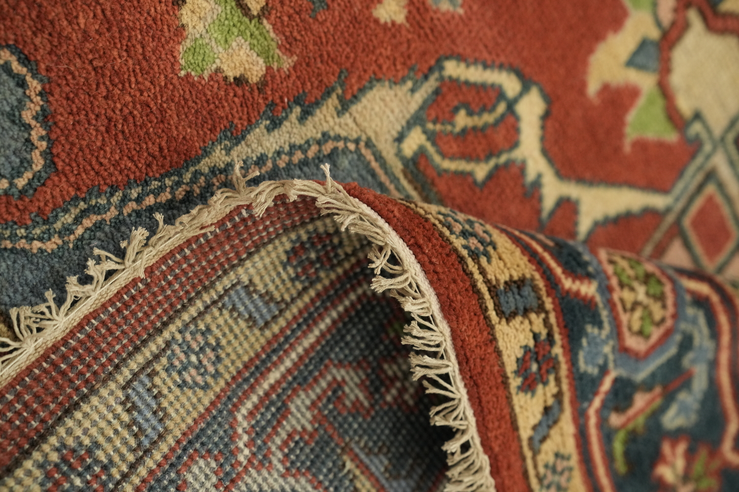 Rust and Blue Heriz Serapi Persian-Style Rug - 8x10 Hand-Knotted Wool