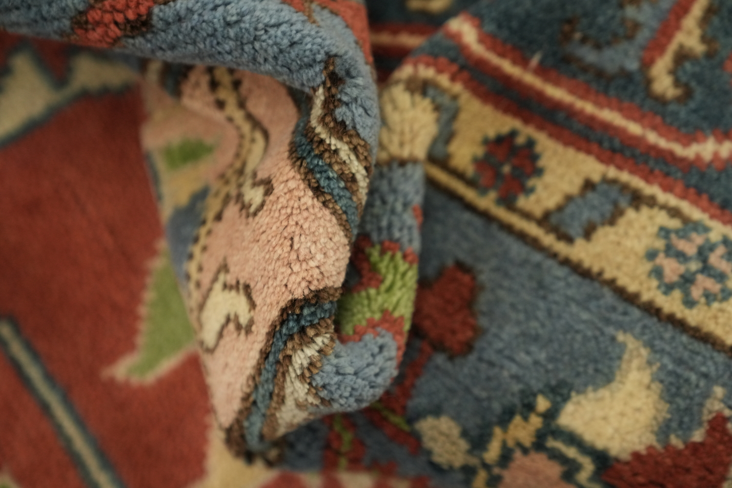 Rust and Blue Heriz Serapi Persian-Style Rug - 8x10 Hand-Knotted Wool