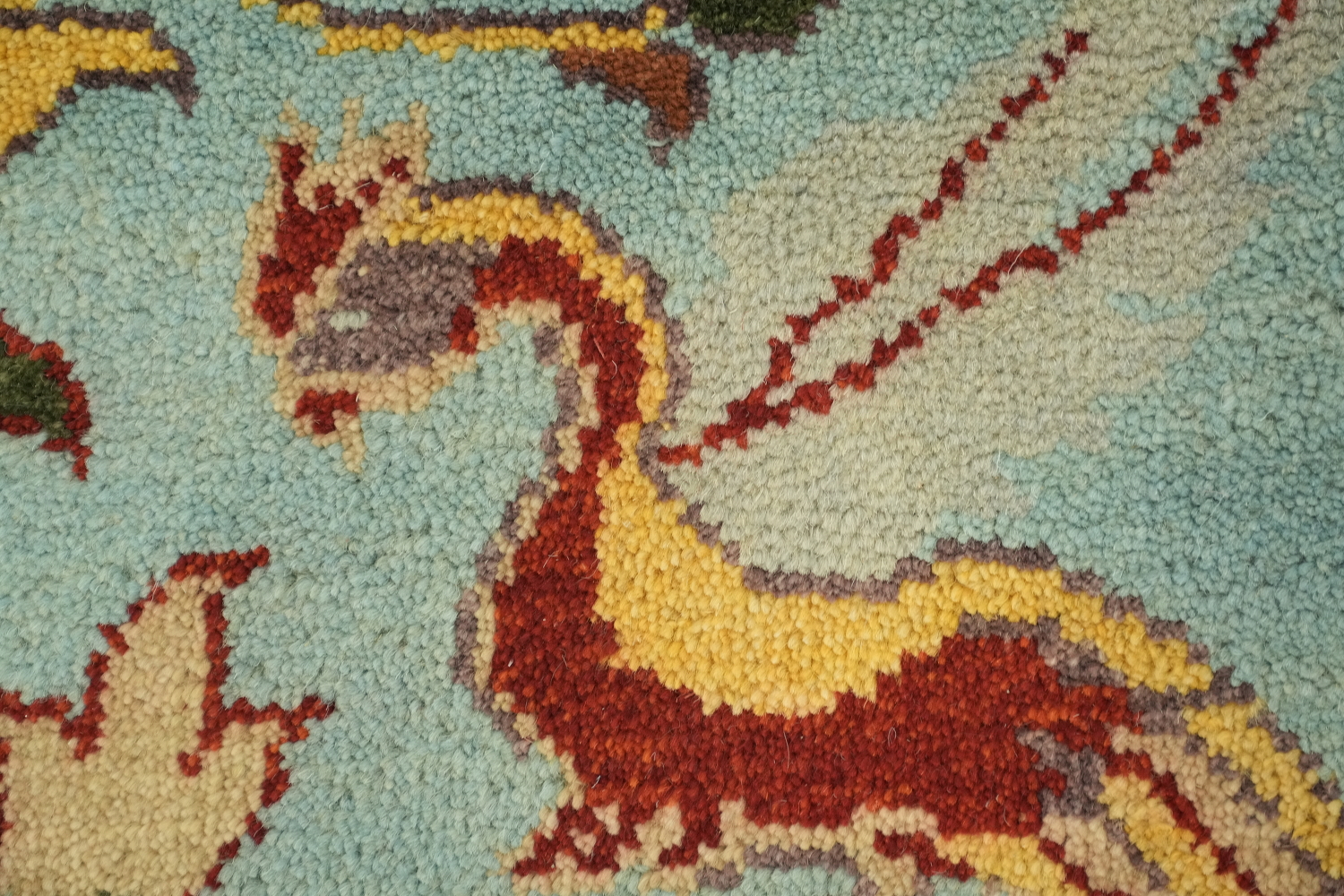 Light Blue 8'x10' Hunting Design Animal Pictorial Blue Hand-Knotted Wool Rug