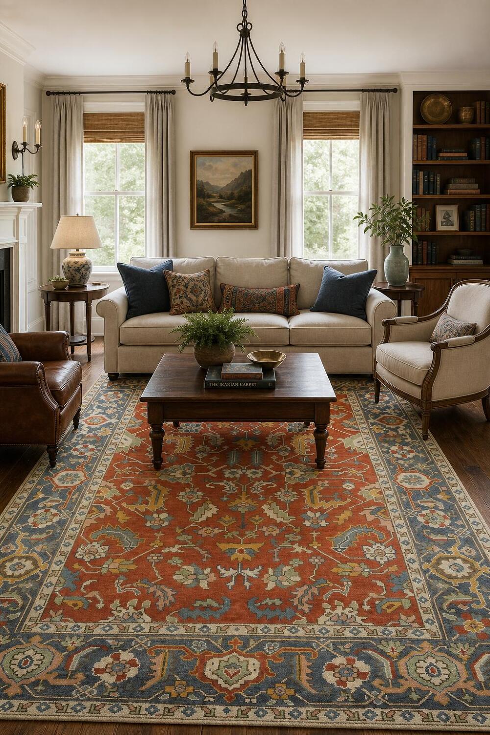 Authentic Heriz Serapi Persian-Style Rug - 8x10 Hand-Knotted Wool
