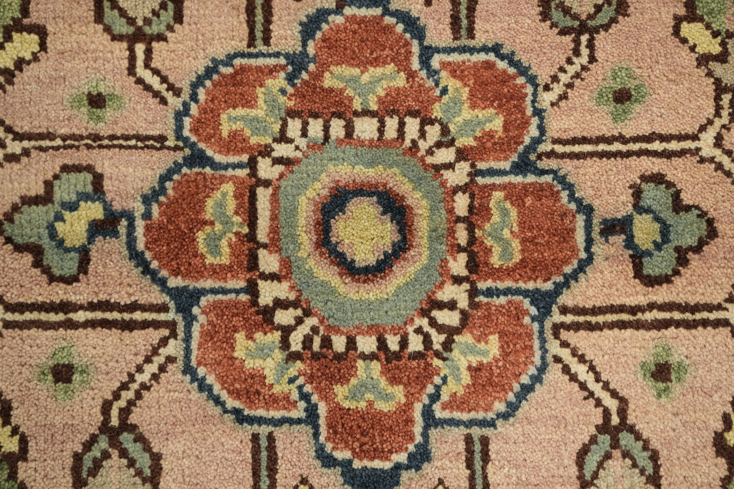 Rust and Navy Persian Style Hand-Knotted Wool Rug 9x12