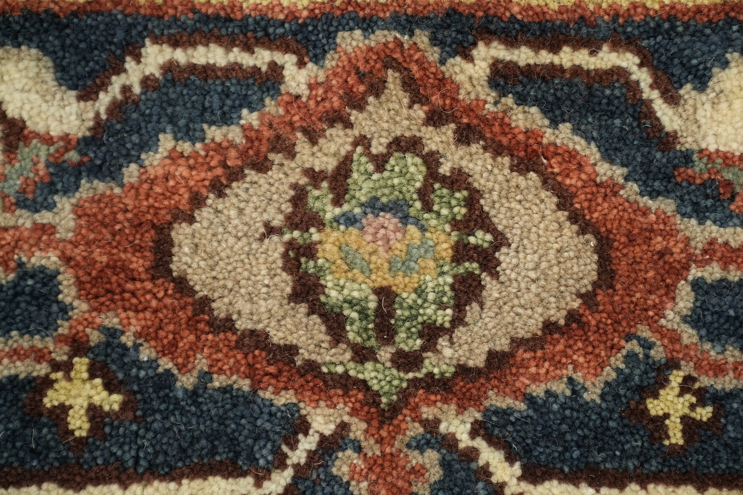 Rust and Navy Persian Style Hand-Knotted Wool Rug 9x12