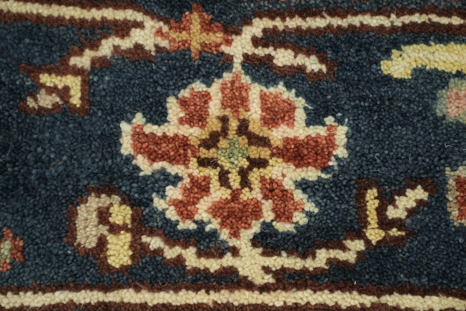 Rust and Navy Persian Style Hand-Knotted Wool Rug 9x12